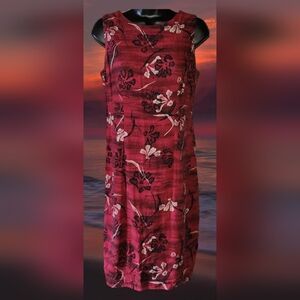 ✨ ️Vintage SAG HARBOR 1980's Red & Black Floral Rayon Midi Dress ✨️